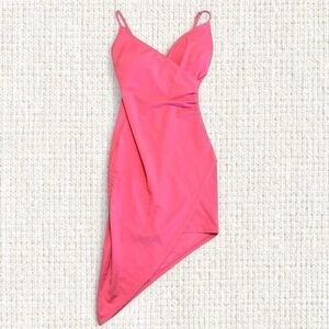 Planet Gold Pink Asymmetrical Mini Dress with Padding